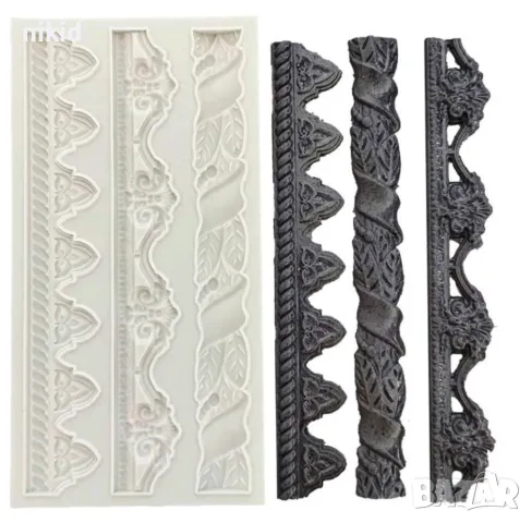 3 широки кант борд силиконов молд форма фондан гипс шоколад декор , снимка 4 - Форми - 50103634