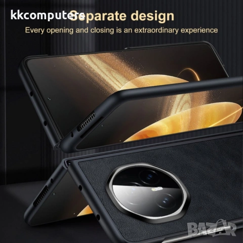 Калъф за Honor Magic V3 SULADA Shockproof TPU и Естествена Кожа и протектор– 4 цвята, снимка 6 - Калъфи, кейсове - 53888945