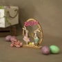 Великденска, дървена декоративна фигурка - яйце със зайчета 'Easter' 13x4x16.5 см_1233690, снимка 3