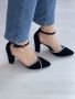 Дизайнерски черни дамски затворени сандали с ток за очарователен стил, снимка 3