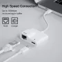 Нов USB C към Ethernet адаптер мрежов конвертор с PD 60W зареждане за MacBook Pro/Air, снимка 4