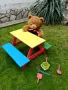 Градинска детска масичка с пейки,цветна, снимка 1