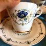 Argyle Английски Костен Порцелан В синьо Сет за чай/кафе Нежни цветя, снимка 3