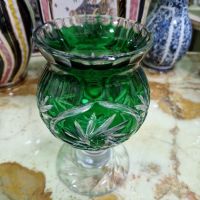 Превъзходна много красива антикварна колекционерска кристална ваза чаша Bohemia , снимка 3 - Вази - 45234887