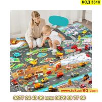 Детско тънко килимче с нарисувана писта за игра в 7 модела - КОД 3318, снимка 2 - Други - 45252804