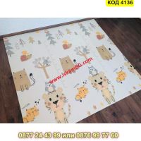 Сгъваемо детско килимче за игра, топлоизолиращо 180x200x1cm - модел Лисица и Тигър - КОД 4136, снимка 4 - Други - 45509422
