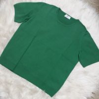 СТРАХОТНА зелена блуза от фино еластично плетиво , снимка 1 - Тениски - 45076362