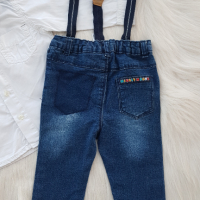 Детски дънки Мики Маус, риза и папионка 9-12 месеца, снимка 6 - Комплекти за бебе - 45034404