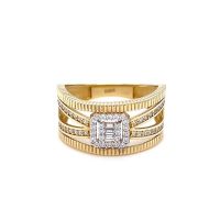 Златен дамски пръстен 3,81гр. размер:57 14кр. проба:585 модел:23071-4, снимка 1 - Пръстени - 45118616