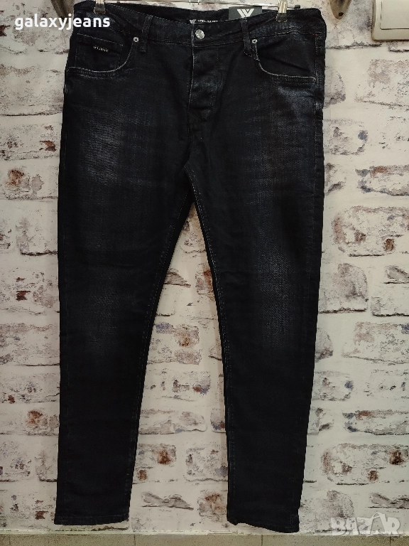 Intelligence- дънки слим, тъмни индиго, леко избелени, опушени, плътен деним с еластан, снимка 1