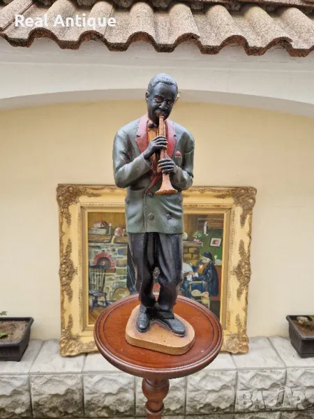 Чудесна антикварна колекционерска холандска фигура статуетка музикант , снимка 1