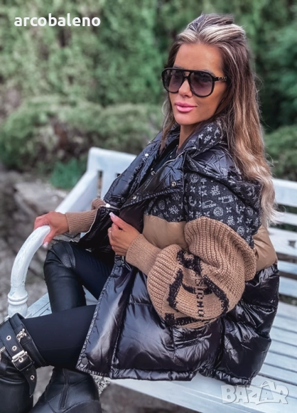 Дамско зимно яке от първокласен комбиниран материал, снимка 1