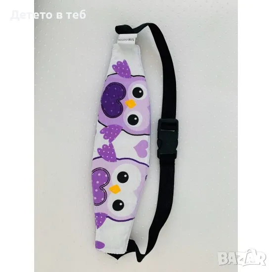Предпазна лента-ластик за глава - лилави бухали, снимка 1