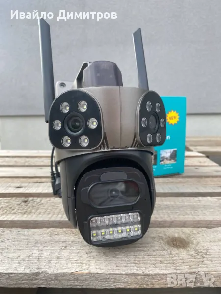 Тройна Външна WiFi Камера с три ектрана 10MP, ICSee, снимка 1