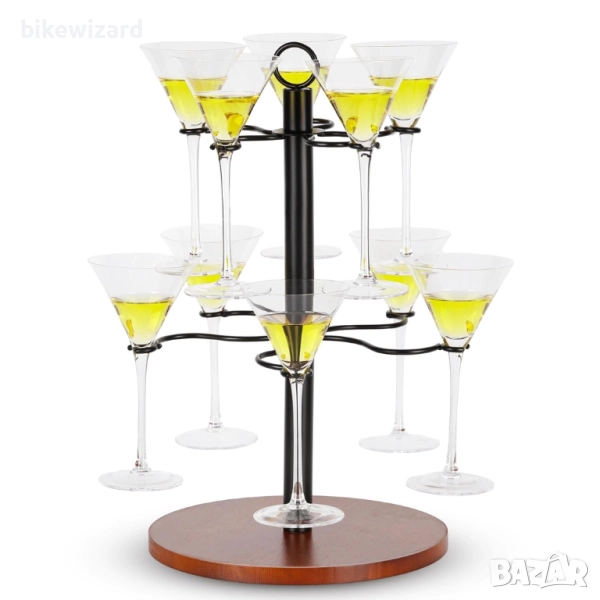JUJOYBD Кула за напитки за 10 чаши, 2-етажна поставка за сервиране на чаши, снимка 1