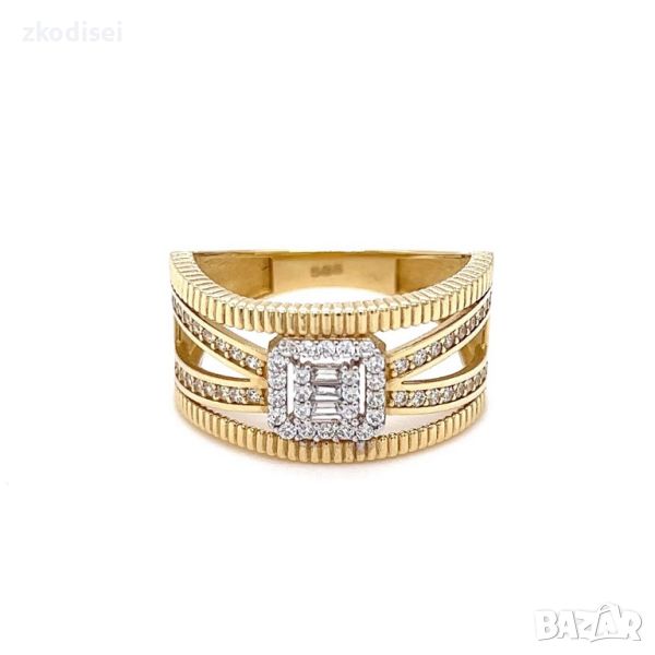 Златен дамски пръстен 3,81гр. размер:57 14кр. проба:585 модел:23071-4, снимка 1