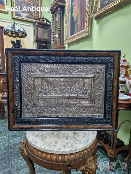 Прекрасна антикварна картина икона Тайната вечеря , снимка 1