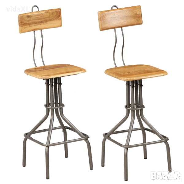 vidaXL Бар столове, 2 бр, регенерирана тикова дървесина масив(SKU:245807), снимка 1