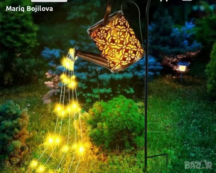 Декоративна соларна лампа със светлинни спринклери – ефект „водопад“, 60 LED, топла бяла светлина, снимка 1