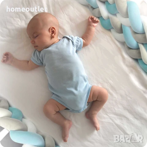 ПРОМОЦИЯ Протектор за бебешко легло, сиво и синьо X0012R3DX9, снимка 3 - Други - 50793409