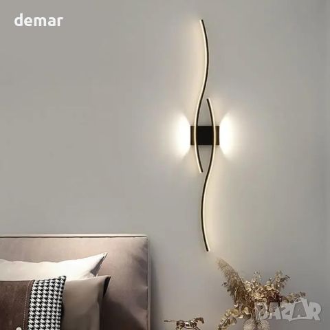 Красива модерна LED стенна вътрешна лампа, 27W LED топло бяло 3000K, 5,5 * 14 * 89 cm, черна ; бяла, снимка 1 - Лед осветление - 46448643