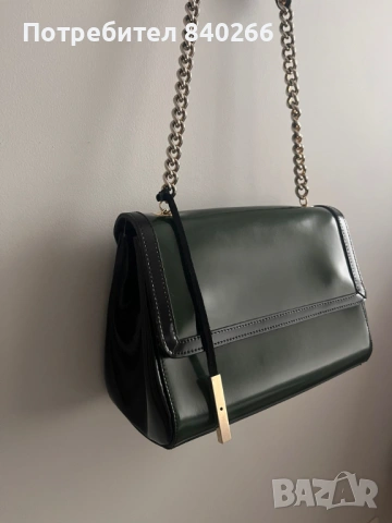 Тъмнозелена чанта естествена кожа INNUE + подарък чанта, снимка 2 - Чанти - 53273111