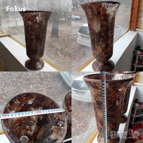 Две страхотни големи вази стъклена мозайка Уникати, снимка 7 - Антикварни и старинни предмети - 53444739