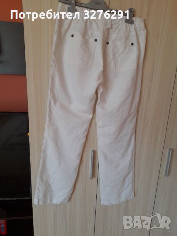 Бял ленен панталон р.48, снимка 2 - Панталони - 45693321