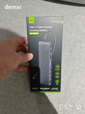 Докинг станция Minthouz, 12 в 1 USB C, VGA+HDMI+DP, 4*USB-A, снимка 9 - Кабели и адаптери - 52264321
