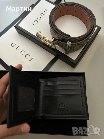 Колан и портфейл Gucci, снимка 3 - Колани - 51693614