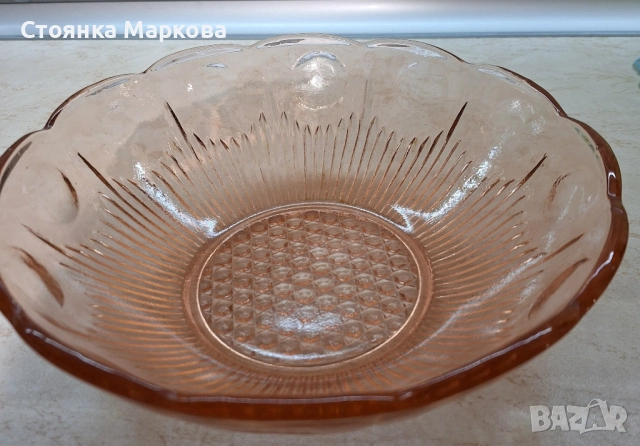 Масивно розово стъкло-чиния,фруктиера,купа от 1960 г., снимка 10 - Форми - 51491688
