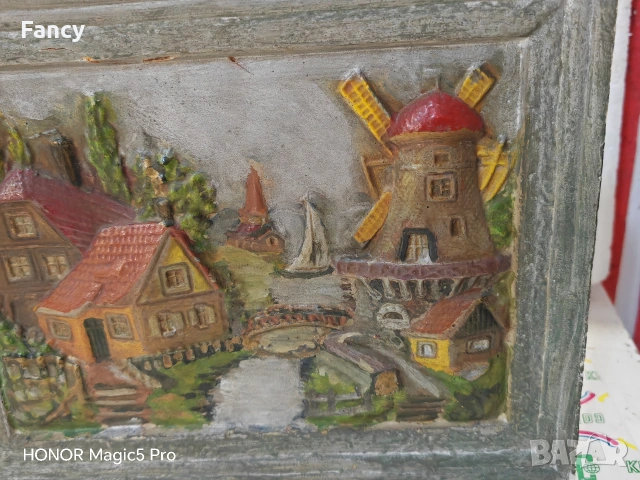 Гипсова картина 1970 г, снимка 3 - Антикварни и старинни предмети - 53526955