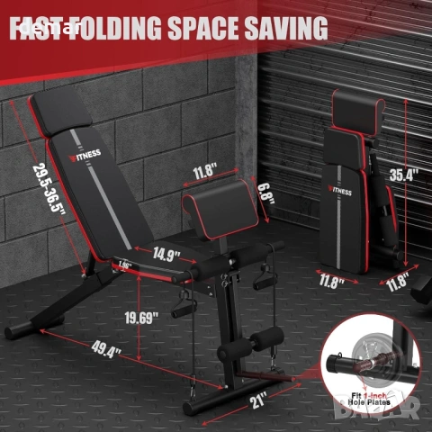Регулируема лежанка за домашен фитнес, сгъваема, до 320 кг, снимка 7 - Фитнес уреди - 53632966