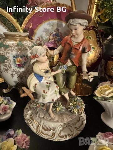 💖 Capodimonte Italy – “Влюбените” – Романтична порцеланова композиция 💖, снимка 5 - Антикварни и старинни предмети - 53465527