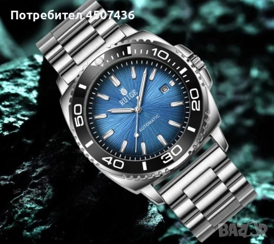 Автоматичен часовник RUIQI,водоустойчив,дата,въртящ се безел,фосфорисциращи стрелки, снимка 15 - Мъжки - 52703928