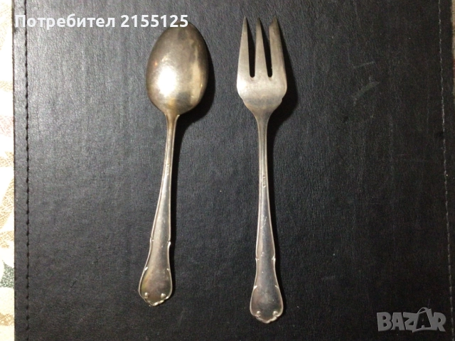 5 сребърни лъжички и 5 сребърни вилички., снимка 2 - Прибори за хранене, готвене и сервиране - 52446717