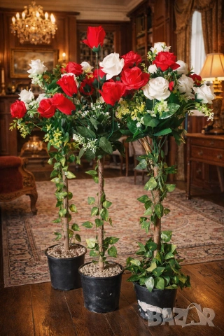 Само 25 евро за 3 броя изкуствени цветя / щамбови рози