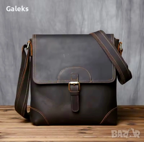 Мъжка кафява винтидж чанта за през рамо /Бутикова и стилна - естествена кожа!, снимка 14 - Чанти - 53102327