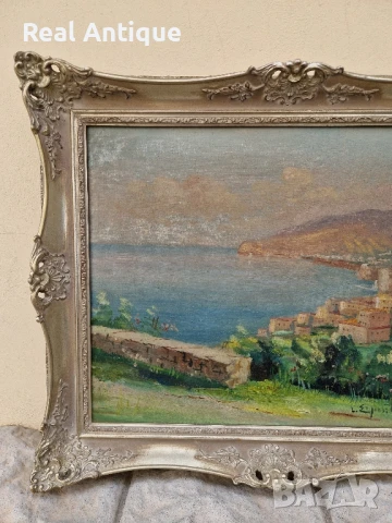 Много стара антикварна авторска картина масло  върху платно , снимка 5 - Антикварни и старинни предмети - 50479591