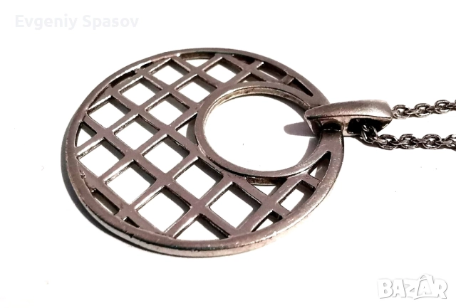 ELLE Сребърно Колие Медальон Модернистичен Минималистичен Дизайн с покритие от Родий с Рубин, снимка 4 - Колиета, медальони, синджири - 52446472