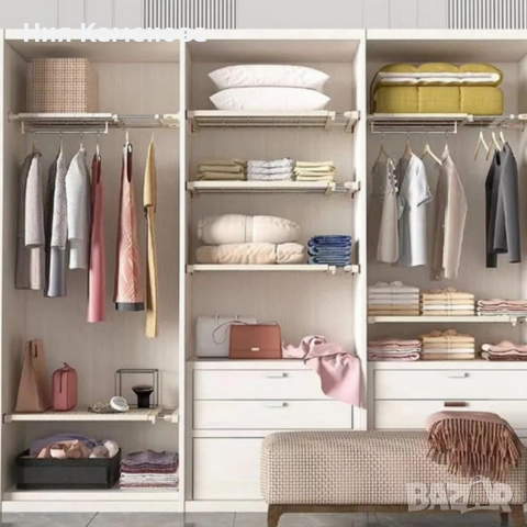 Разтегателен телескопичен рафт без пробиване 50–80 см – универсално решение за кухня,баня и гардероб, снимка 4 - Други стоки за дома - 52933947