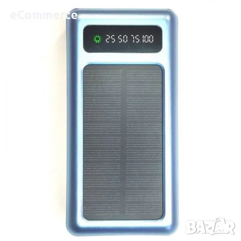 Външна батерия със соларен панел Power bank UKC 8412 10 000 Mah кабел за зареждане 4в1 Син, снимка 14 - Друга електроника - 47637895