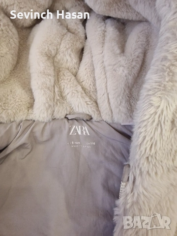 Детско пухено якенце за момиче Zara - 6 години, снимка 4 - Детски якета и елеци - 53504245