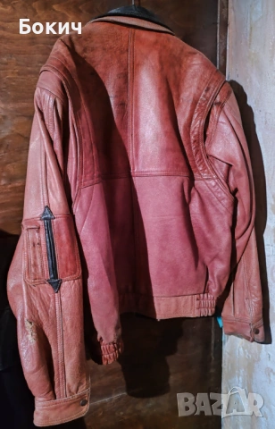 Яке от естествена кожа, размер L, керемидено червено, снимка 3 - Якета - 53891340