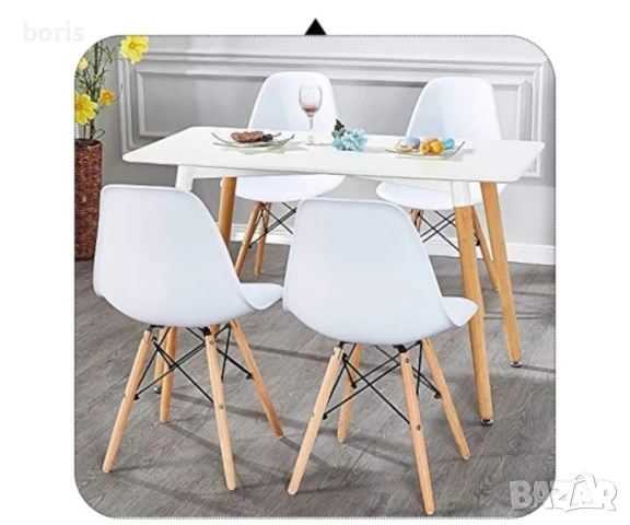 Комплект столове Dining Kring Kai – 4 броя, Бял, снимка 9 - Столове - 50910421