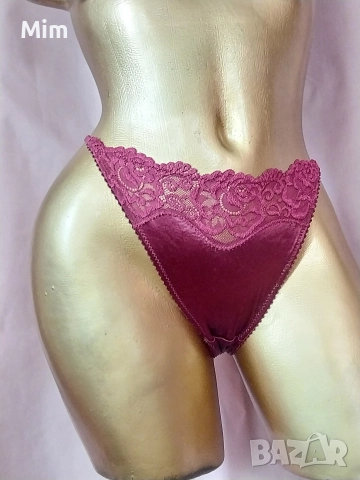 L/XXL Полупрашка от сатен и дантела в цвят бордо 