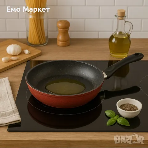 Тиган Rosberg, Дълбок, Мраморно покр., Индукция, Бордо меланж, снимка 2 - Съдове за готвене - 50355442