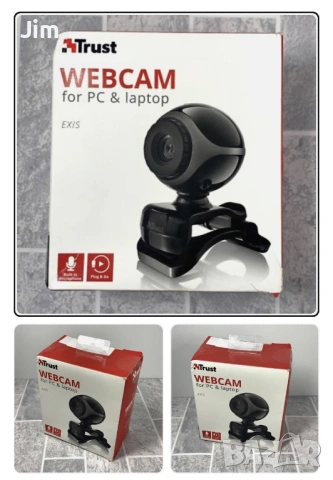 Trust Exis Уебкамера с микрофон за компютър, лаптоп, USB, смарт стойка, Plug & Go - 640 x 480