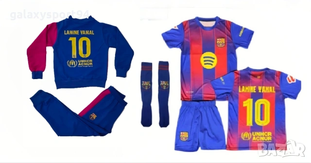 Lamine yamal 19 Детски комплект сет Комплект с екип + чорапи Барселона, снимка 5 - Футбол - 53576075