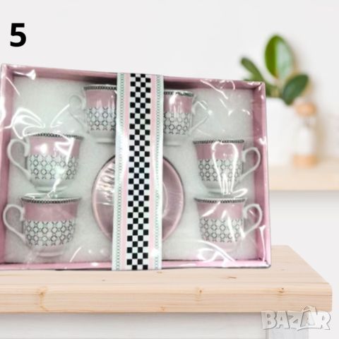 Луксозен комплект от 6 броя чаши за кафе с чинийки, снимка 8 - Чаши - 46420140